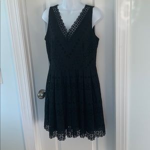 LOFT Fit and flare black eyelet dress